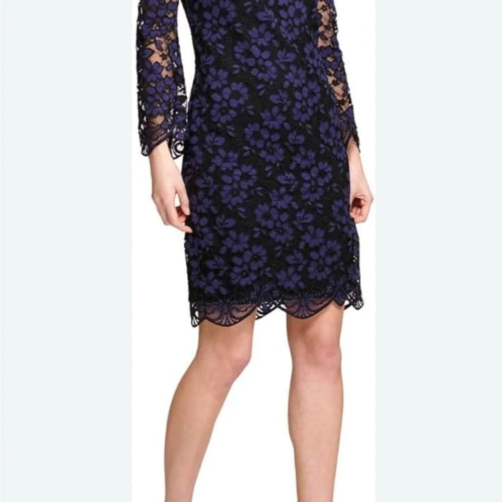 DKNY Blue Long Sleeve Sheath Dress